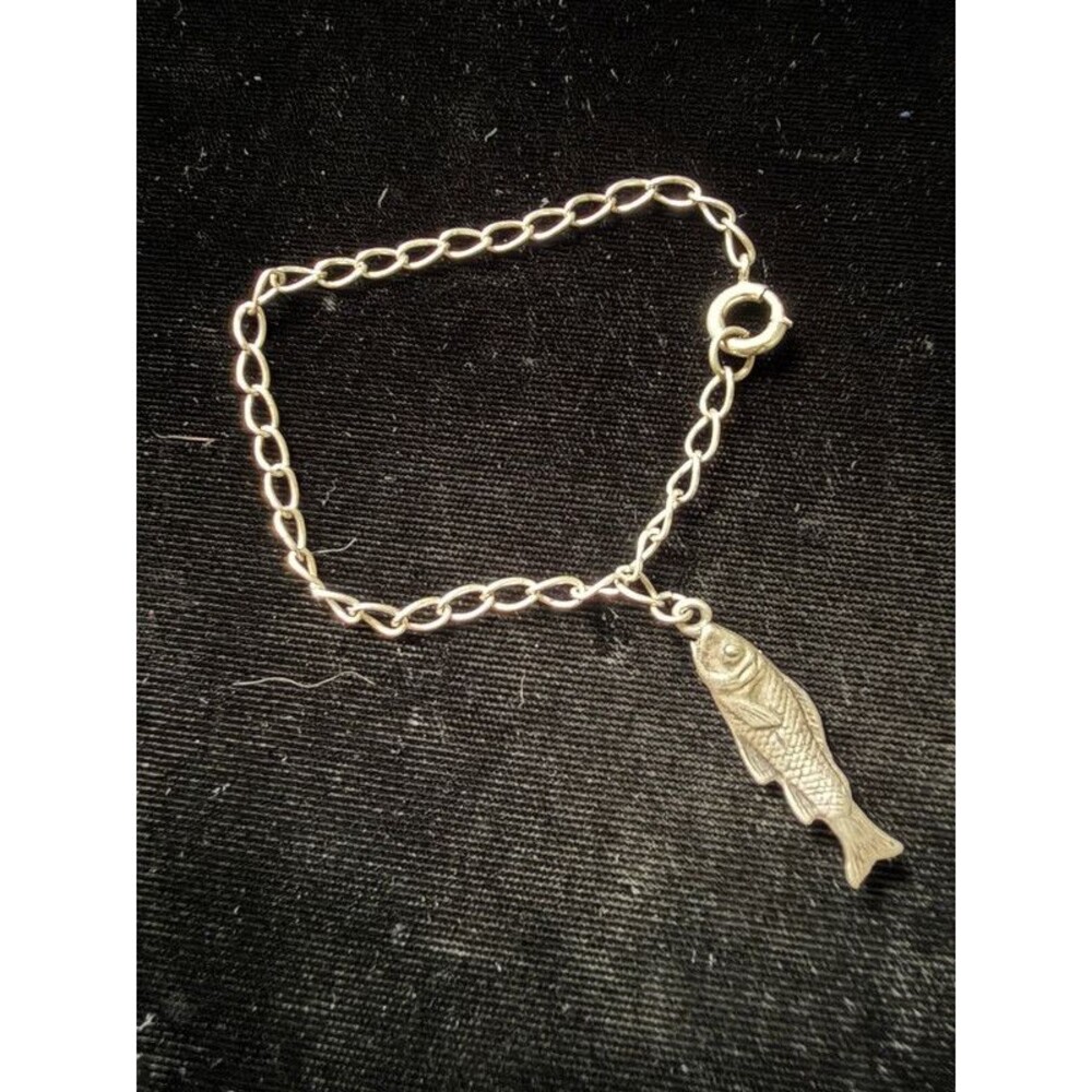 Fish Charm Bracelet, Silver-Tone, Spring Ring Clasp